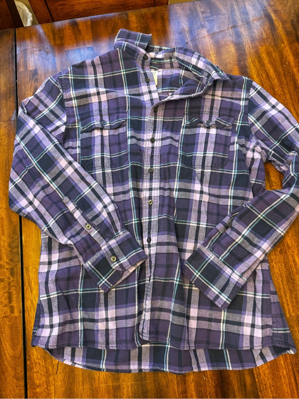 Mossimo Men's Purple Plaid Button-Down Shirt - Casual Long Sleeve